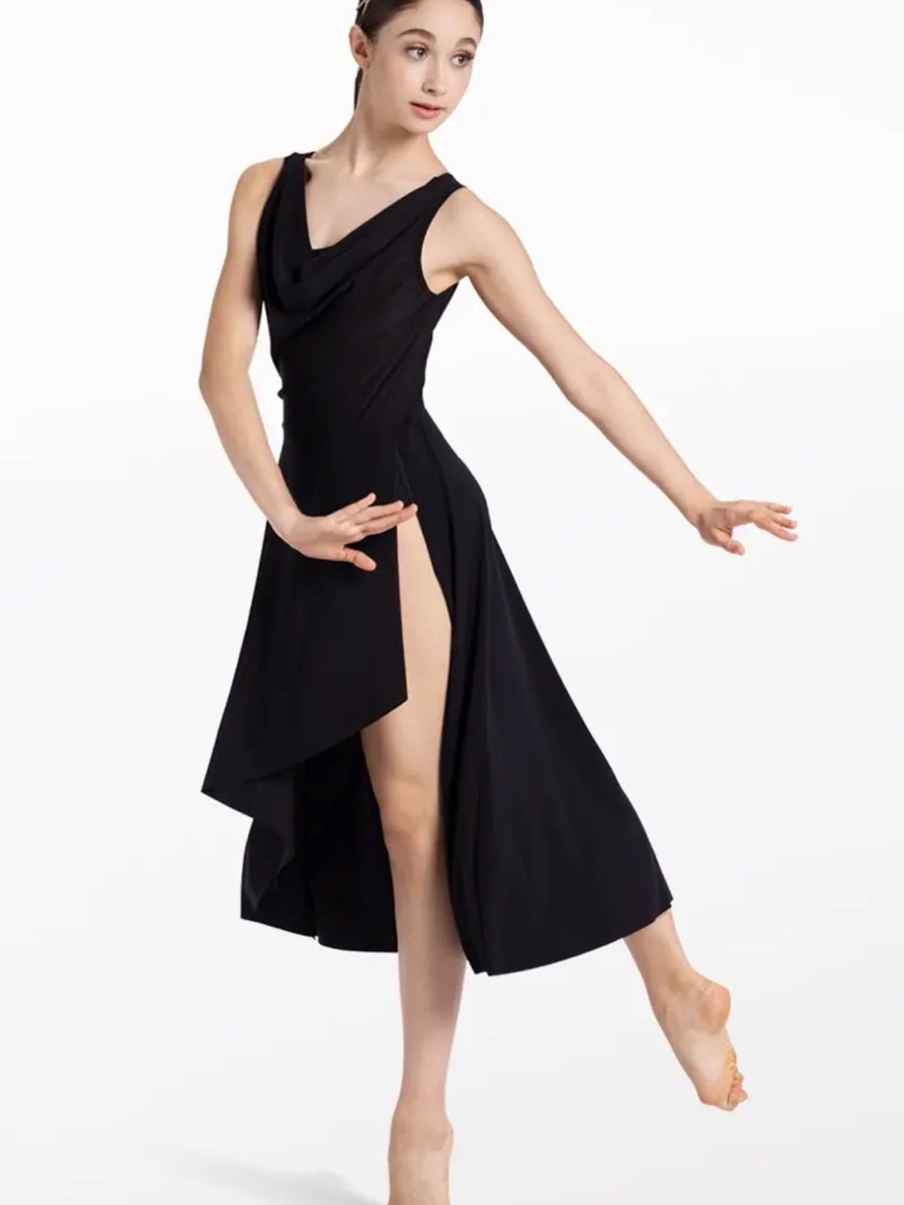 Weissman Worn Black Cowl Neck Lyrical Dance Dress Child Large